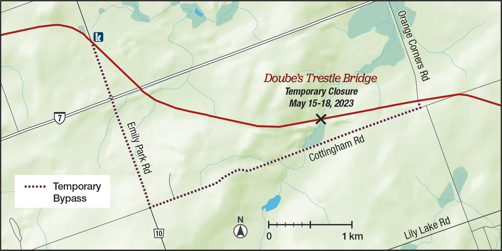 doube's trestle bridge closure map